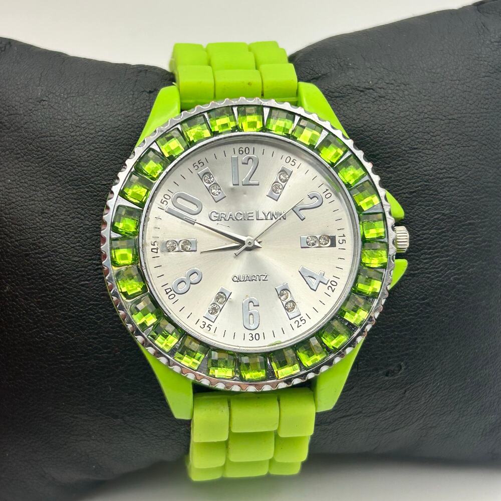 Gracie Lynn Green Silicon Band Women’s Fashion Watch New Battery